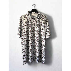 Proud 90 Dino Print Golf Polo Men’s 2X Colorful Graphic Performance Shirt